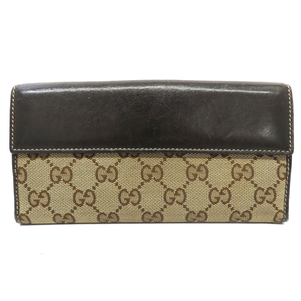 Gucci Canvas Heart Wallet Bifold GG Long Beige Brown Leather - Picture 1 of 6